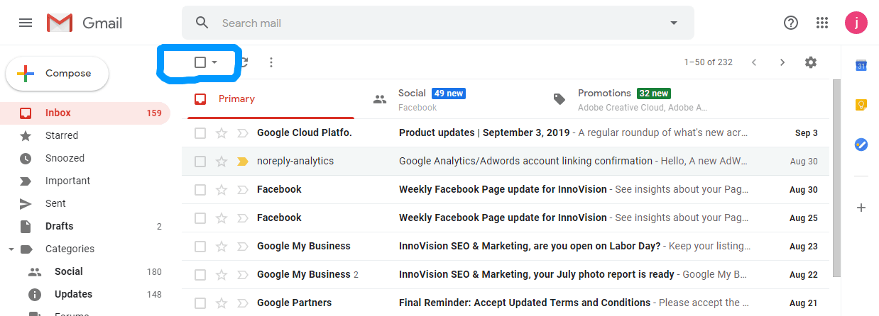 deleting more than 50 emails in gmail